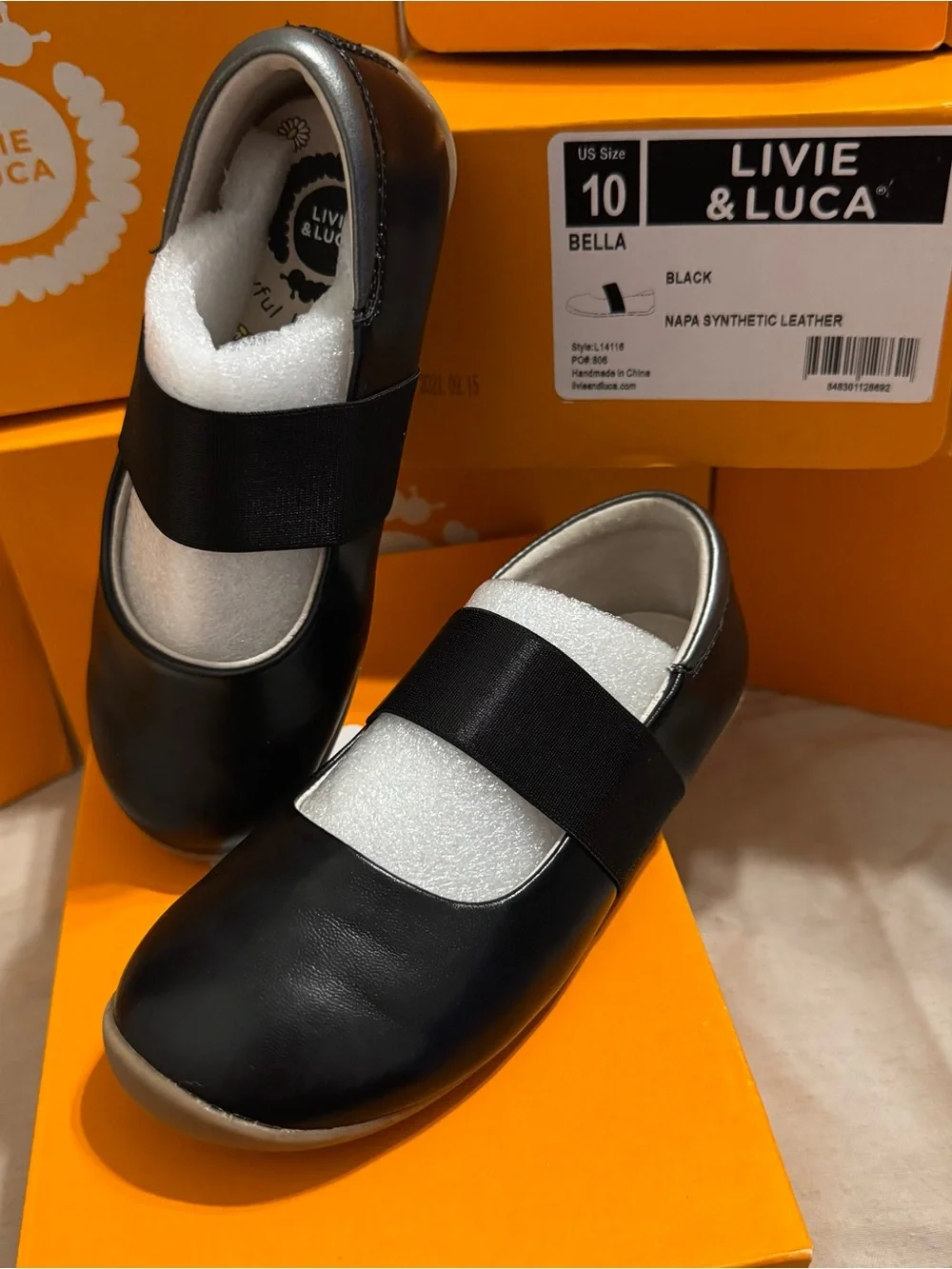 Livie & Luca BELLA Ballet Flats -napa synthetic black leather (Size 10)EUC W/Box